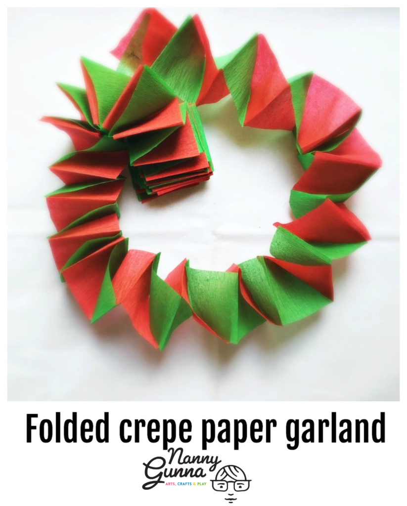 Folded crepe paper garland